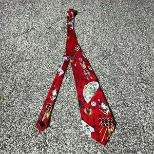 Nicole Miller Vintage 90s MLB Novelty Baseball Mens Neck Tie 100% Silk Red